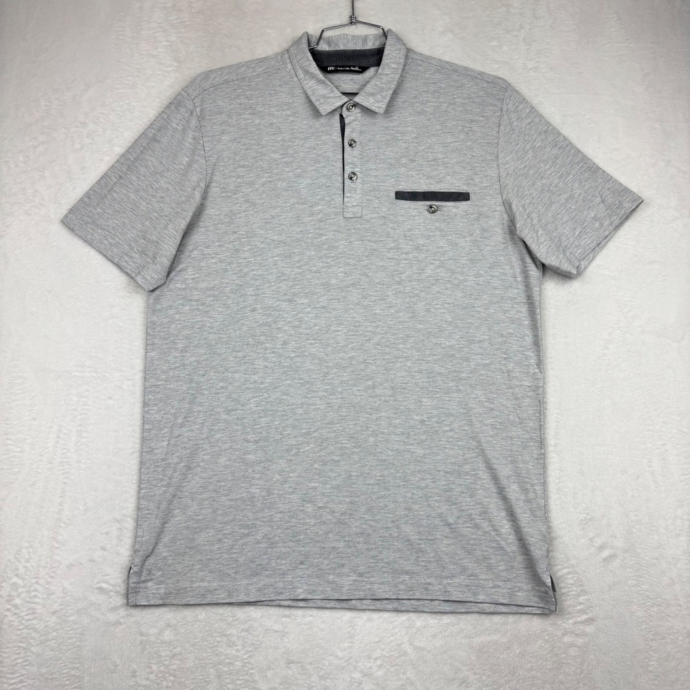 TravisMathew Mens Large Gray Heathered Short Sleeve Golf Polo Shirt CA6-27